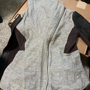 Elizabeth and James Gray and Black Cowl Neck Sweater